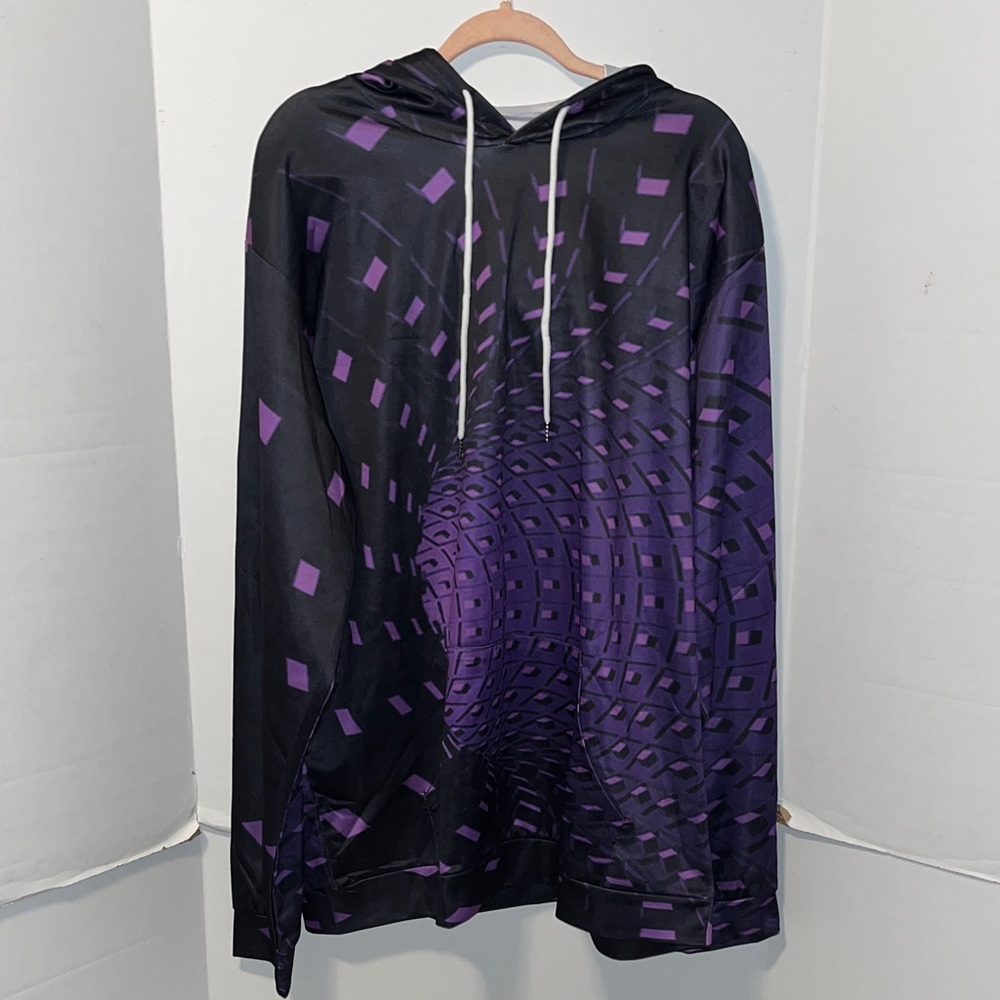 Lightweight Black and Purple Geometric Men's Sweater